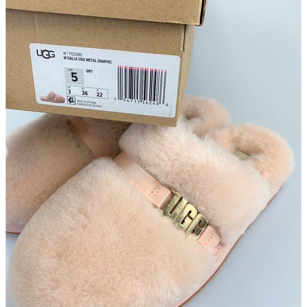 NIB UGG Woman Dalla UGG Metal Graphic Slippers Size US5 - Picture 11 of 11